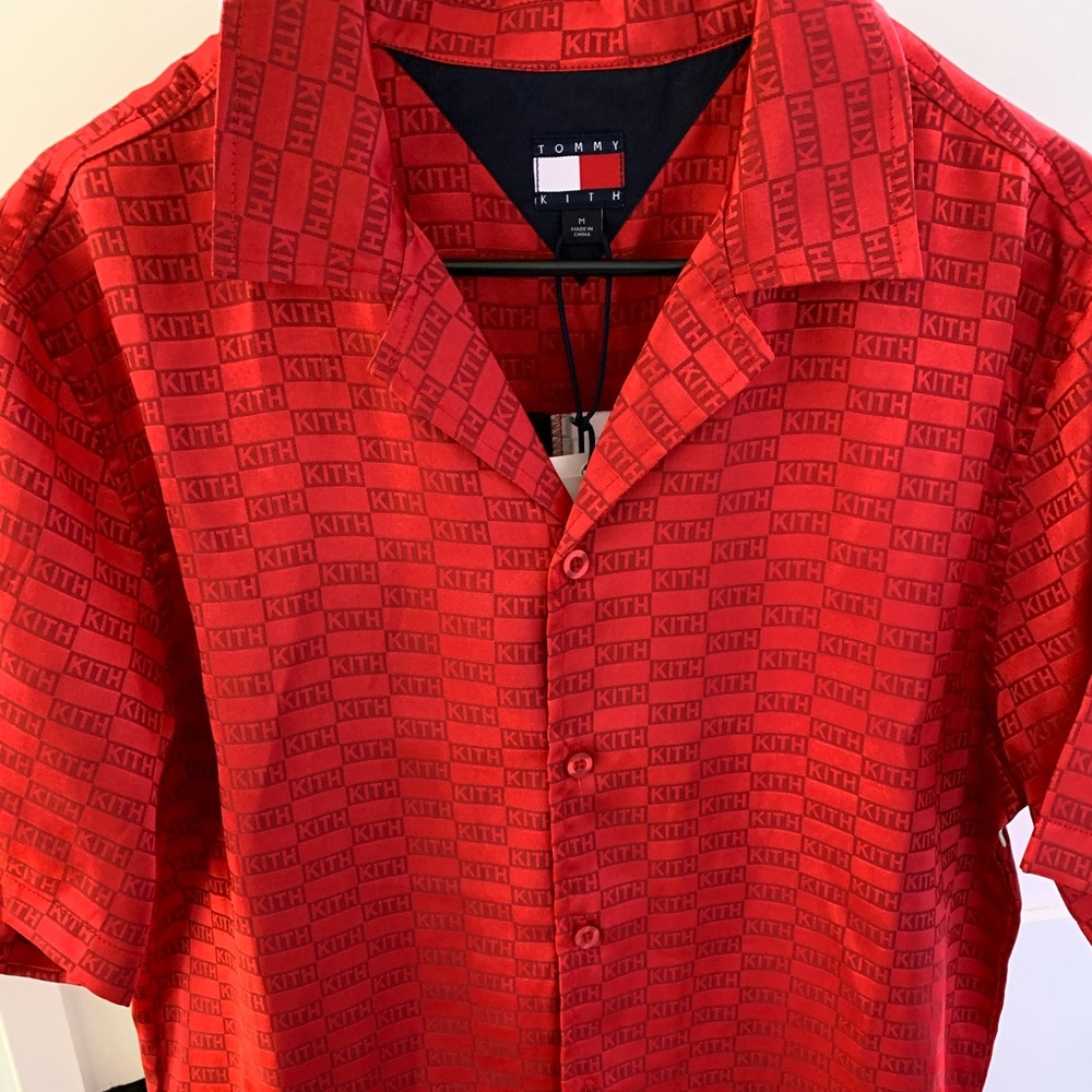 Tommy X Kith satin short sleeve button down